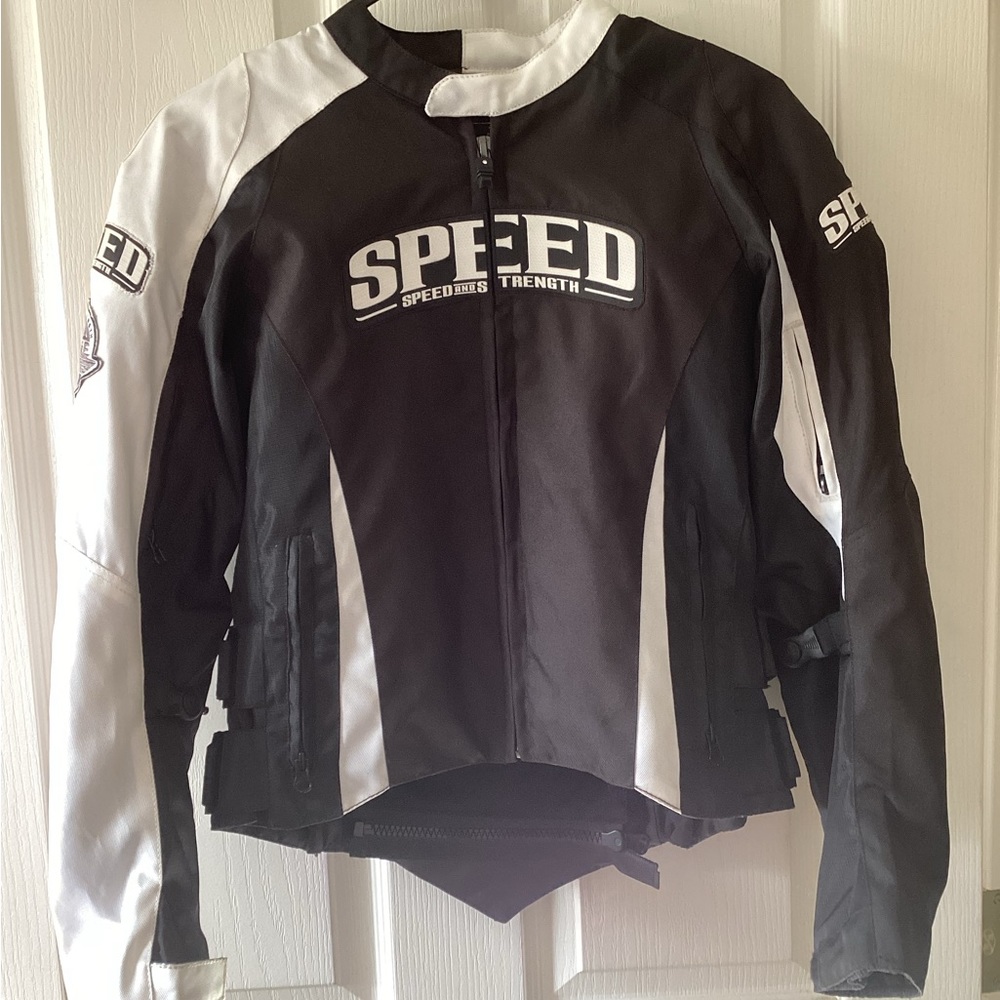Speed & Strength Motorcycle Jacket black and white size XS